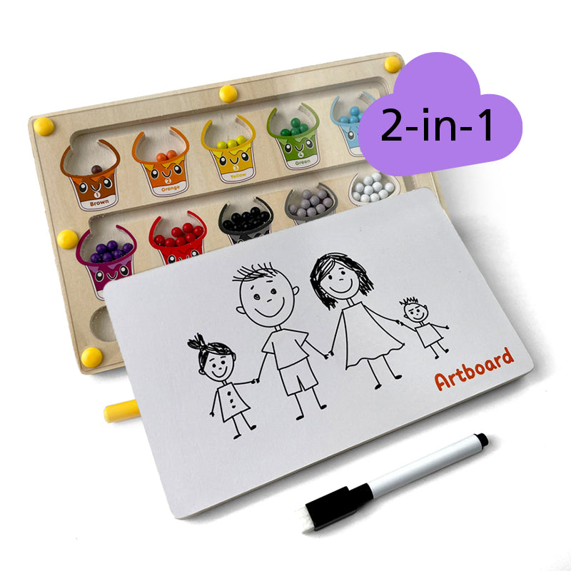 2-in-1 ColorCount Labyrinth + Drawing Board – Focus, Count & Create Montessori Toy